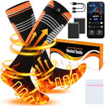 Chaussettes Chauffantes Femme Homme 6000mAh Jusqu'à 9hrs Chauffage, Chaussette Chauffante Rechargeable à APP Contrôle, 4 Niveaux de Température, Chaussettes Chaudes Hiver pour Ski, Chasse, Randonnée