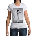 T-Shirt Femme Col V Michael Jackson Enfant 1970 Chanteur Pop Star Celebrite Jackson 5