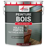 Peinture Bois Extérieur - Peinture portails, bardage, abri et mobilier de jardin... : ARCALAQUE 201 Rouge basque - Proche RAL 3011 2.5 L