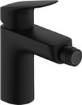 hansgrohe Logis - Mitigeur bidet avec tirette et vidage, Robinet bidet, Robinet de salle de bain avec hauteur sous bec 100 mm, Noir mat, 71200670