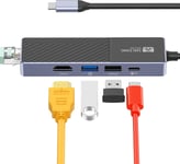 Hub USB C, hub USB 3.0 à 5 Ports avec Adaptateur HDMI 4K, Alimentation 60W, hub USB de Voyage Portable avec Port Ethernet, Ports USB 3.0 et 2.0 pour MacBook Pro/Air, Windows, Mac OS