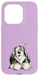 Coque pour iPhone 15 Pro Dessin animé drôle de vieux chien de berger anglais