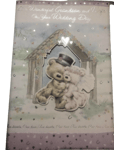 To A Wonderful Grandson & Wife On Your Wedding Day Card. Cute 3D Teddy Card.