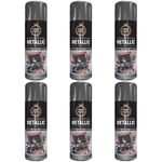 6X Paintgun Grey Metallic Spray Paint Aerosol Auto Matt Gloss Wood Metal 400ml