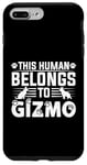 Coque pour iPhone 7 Plus/8 Plus Nom du chien Gizmo Cadeau personnalisé This Human Belongs To a Dog