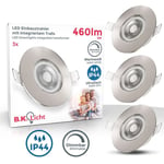 Lot de 3 spots à encastrer spéciales salle de bain IP44 ultraplats 25mm, dimmables, Ø90mm, nickel mat, éclairage plafond encastrable, platines led