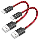 Cable USB C Court,(0.3M,Lot de 2) Charge Rapide 3A Câble USB Type C,Ultra Résistant Nylon Cable pour Samsung Galaxy S10 S9 S8 Plus S10e,A40 A50 A70,Mi 8 9T Red-mi Note 7 8 Pro