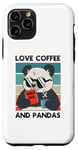 Coque pour iPhone 11 Pro Ours panda amusant buvant du café vintage coucher de soleil