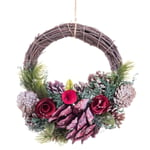 Adventskrans Rød Multifarvet Rattan Plastik Foam Ananas 24 x 22 x 8 cm