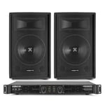 Vonyx SL-12 Speaker and Amplifier Set DJ PA Disco Sound System with Cable, 12"