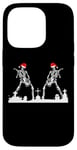 iPhone 14 Pro Skeletons Playing Rock Guitar in Graveyard Wearing Xmas Hats Case