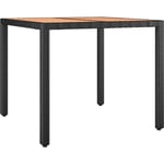 Vidaxl - Table de jardin plateau en bois Noir Résine tressée bois massif