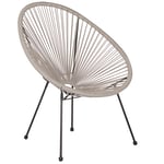 Chaise Fauteuil Type Spaghetti en Rotin PE Gris Clair et Acier Design Tendance