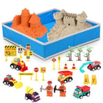 NK Jeu Sable Magique pour Enfants 2 3 4 5 6 Ans - Set de Construction pour Enfants avec 1.36kg Sable 2 couleurs et Bac à Sable de 40x40cm, Jouet Cadeau Original pour Noël et Anniversaire (48 pièces)