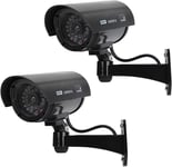 2 Camera Factice Exterieur avec LED, Noir Fausse Camera Surveillance Exterieur, Caméra Factice Extérieur, Camera de Surveillance Factice pour Une Utilisation à L'intérieur et à L'extérieur.[G1026]