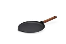 Woll Eco Logic QXR Poêle à crêpes inductive, Ø 26 cm, avec manche en bois solide et durable, convient pour tous les types de feux, sans PFAS, revêtement anti-adhésif, fonte d'aluminium, passe au four