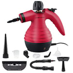 Comforday Multi-Purpose Handheld Steam Cleaner 9-Piece Accessories for Multi-Surface Stain Removal,Perfect for Stain Removal, Curtains, Car Seats, Floor, Bathroom(Red)