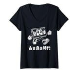 Womens Funny VHS Cassette Tape Japanese Streetwear Kawaii Japanese V-Neck T-Shirt