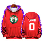 DDOYY Tatum #0 Celtics Basketball Pull à Capuche Homme et Femme Manches Longues Pull à Capuche Pullover Veste Rouge L