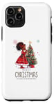 Coque pour iPhone 11 Pro Fille noire magique à la peau brune, mélanine, sœur de Noël