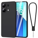 Fyriswho Coque Compatible avec Xiaomi Redmi Note 13 4G + 1 Pièces Verre Trempé, Souple Silicone Mince Étui Protection Anti-Rayures Housse pour Xiaomi Redmi Note 13 4G (6.67") - Noir