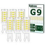 Tailcas Ampoules G9 LED, Blanc Froid 6000K 3.5W Equivalent 28w 33W 40W G9 Halogène, 32 x 2835 SMD LED Mini Lampes, 350LM Sans Scintillement NO-Dimmable, 360 Degrés Angle AC220-240V, Lot de 6