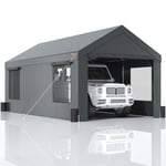 Carport Auvent Pour Voiture -Vevor- 3,7x6x2,96m,Abri Extérieur Avec Parois Latérales Amovibles,Revêtement Double Face Pe,Gris Foncé