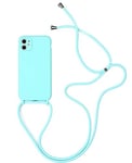 Alihtte Coque pour iPhone 11 avec Cordon de Collier, Coque pour iPhone 11 Souple Silicone TPU Bumper Etui Housse avec Cordon Réglable Lanyard Case pour iPhone 11 Mince Collier Cover-lac Bleu