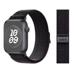 Bracelet En Nylon Pour Apple Watch,Bracelet Dehors Loop,Bracelet De Montre Nike Iwatch 9 8 7 6 5 Se Ultra 2,49mm,45mm,44mm,41mm,38mm,42mm - Type Black Blue(Logo)-42mm 44mm 45mm 49mm