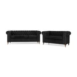 Soffgrupp Scandinavian Choice Chesterfield Deluxe Sammet Grupp 3