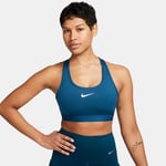 Nike Sport BH Dri-FIT Swoosh - Blå/Vit Dam, storlek Large