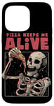 iPhone 14 Pro Max Pizza Keeps Me Alive Skeleton Funny Italy Foodie Case