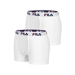 FILA Caleçon Homme Coton, Boxer Homme, Ultra-doux, Hypoallergénique (Lot de 2), Blanc, S