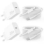 FUHAYA Chargeur USB C pour iPhone 15 Charge rapide, 2-Pack 20 W Chargeur rapide avec câble 2M Compatible avec iPhone 15/15 Plus/15 Pro/15 Pro Max, Galaxy S24 S23 Ultra, Type C Adaptateur rapide tête