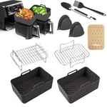 Air Fryer Accessories, Ninja Air Fryer Accessories for AF300UK&AF400UK&AF451UK&Tower T17088&Double Air Fryer 7.6L-9.5L, Including Silicone Air Fryer Liners& Skewer Rack, Compatible with Oven Microwave