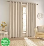 Savoy Blackout Chenille Curtains Lined Thermal Eyelet Ring Top 66x72" 183 Cream