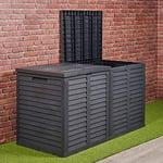 URBNLIVING Large Black 750L Plastic Garden Storage Box Outdoor Utility Chest Waterproof Unit Deck Cabinet