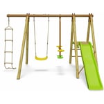 Trigano - Balançoire en bois poutre métal 1,90 m, 5 enfants, Techwood oreka