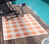 Livabliss Rome Indoor Outdoor Rug - Large Boho Rug for Living Room 200x275cm, Dining, Kitchen Rug - Vintage Patterned Neutral & Coloured Rugs, Waterproof, Stain Durable, Orange, Rust, Beige Rug