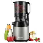 Cold Press Juicer, Fretta Slow Masticating Machines with 135mm&1.8L Chute, Fit Whole Fruits & Vegetables, Easy Clean,Self Feeding Juicer with High Juice Yield, BPA Free Tritan 250W (Grey)