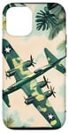 Coque pour iPhone 12/12 Pro Bombardier B-17G Green Pop Art Tropical B-17 Flying Fortress de la Seconde Guerre mondiale