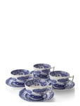 Blue Italian Breakfast Cup & Saucer 4-Pack Home Tableware Cups & Mugs Tea Cups Blue Spode