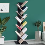 Idmarket - Etagère bibliothèque à livres tea forme d'arbre 10 niveaux bois noir et étagères façon hêtre