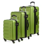 SwissGear 7366 Valise Rigide Extensible avec roulettes pivotantes, Vert, 3-Piece Set (18/23/27)