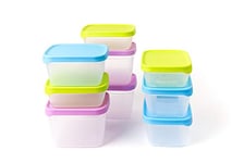 Amuse Basic, set de 9 Boites à Conservation et congélation d'aliments, 3 couleurs et 3 volumes , 3 x 300ml & 3 x 600ml & 3 x 900ml. Beau design et solide.