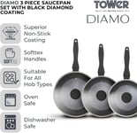 Tower Diamo 3 Piece Saucepan Set with Non-Stick Diamond Coating