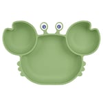 Vicloon Assiette Ventouse Pour Bébé,Assiette Bebe Silicone Avec 3 Compartiments, Passe Au Lave-vaisselle Et Au Micro-ondes, S'adapte à La Plupart Des Plateaux de Chaise Haute (Vert)