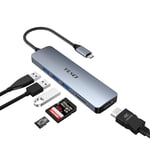 YLSCI Hub USB C, 6 en 1 Station d'accueil USB Type C pour MacBook Pro, Samsung Galaxy S9/S8, Surface Book 2, Dell XPS 13/15, Pixelbook et Autres (4k HDMI&3 USB 3.0&SD/TF)