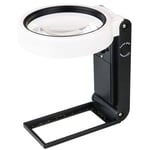 Loupe avec LumièRe et Support, Pliante RéGlable de Poche 6X 25X Mains éClairage led