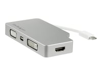 StarTech.com Adaptateur de voyage audio/vidéo 4 en 1 - USB Type-C vers VGA, DVI, HDMI ou Mini DP - 4K (CDPVGDVHDMDP) - Adaptateur vidéo - 24 pin USB-C mâle pour HD-15 (VGA), DVI-D, HDMI, Mini...